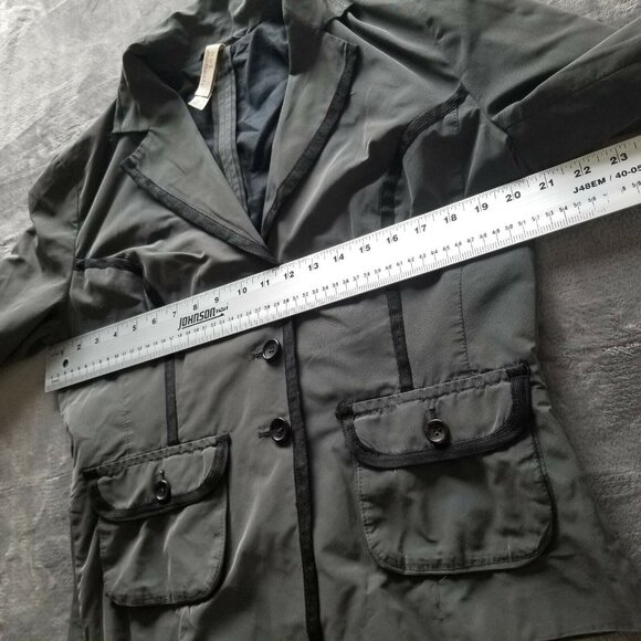 Oui Moments Womens 10 Olive Green Flap Pockets Button Front Jacket Lightweight - Picture 4 of 7